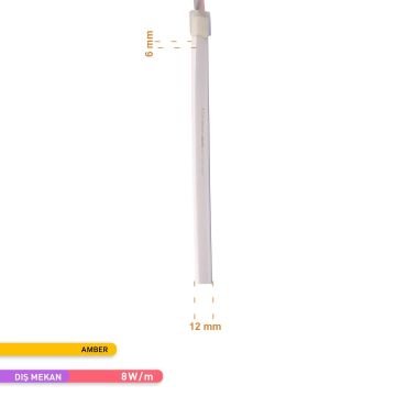 ACK AS03-00608 12 Volt 10 Watt/Metre Dimlenebilir Neon Hortum Led - Amber [5 Metre]