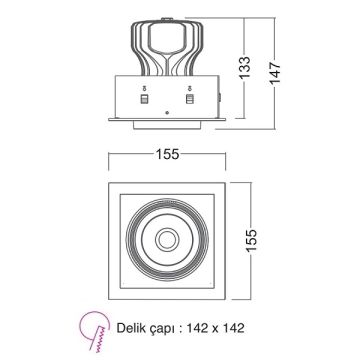 EGGE EGC-8142 Beyaz-Siyah Kasa Kare 42 Watt LED Mağaza Spotu (CREE LED) - Gün Işığı (3000K)