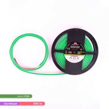 ACK AS03-00605 12 Volt 10 Watt/Metre Dimlenebilir Neon Hortum Led - Yeşil Işık [5 Metre]