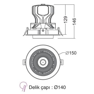 EGGE EGG-6642 Siyah/Beyaz Kasa 2x42 Watt İkili LED Mağaza Spotu (CREE LED) - Gün Işığı (3000K)