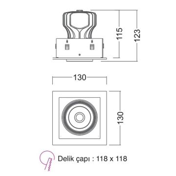 EGGE EGC-8130 Beyaz-Siyah Kasa Kare 30 Watt LED Mağaza Spotu (CREE LED) - Gün Işığı (3000K)