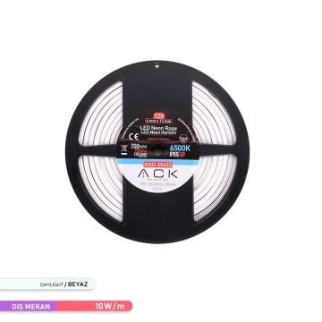 ACK AS03-00603 12 Volt 10 Watt/Metre Dimlenebilir Neon Hortum Led - Beyaz Işık (6500K) [5 Metre]