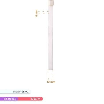 ACK AS03-00603 12 Volt 10 Watt/Metre Dimlenebilir Neon Hortum Led - Beyaz Işık (6500K) [5 Metre]