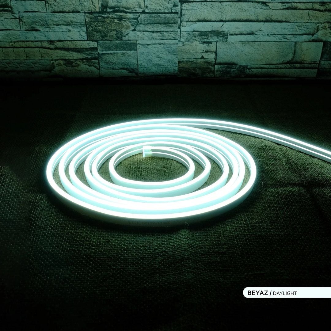 ACK AS03-00603 12 Volt 10 Watt/Metre Dimlenebilir Neon Hortum Led - Beyaz Işık (6500K) [5 Metre]