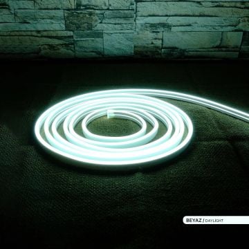 ACK AS03-00603 12 Volt 10 Watt/Metre Dimlenebilir Neon Hortum Led - Beyaz Işık (6500K) [5 Metre]