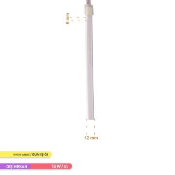 ACK AS03-00600 12 Volt 10 Watt/Metre Dimlenebilir Neon Hortum Led - Gün Işığı (3000K) [5 Metre]