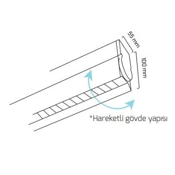 GOYA GY 8040-120 Siyah/Beyaz Kasa 80 Watt 120 cm Hareketli Gövdeli Sıva Üstü Lensli Lineer Armatür