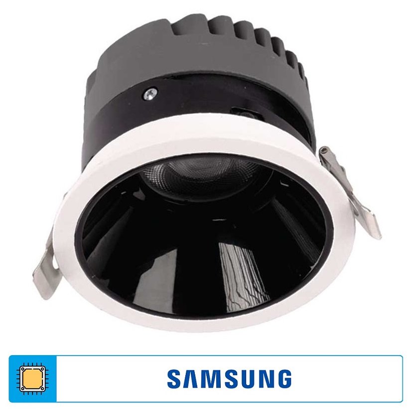 ACK AD10-03110 25 Watt Siyah-Beyaz Sıva Altı Yuvarlak SAMSUNG LED Spot - Ilık Beyaz (4000K)